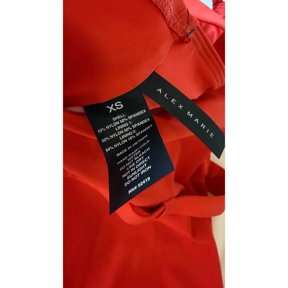 Alex Marie Signature Sculpt One Piece Swimsuit XS Poppy Red Belted NWT $112